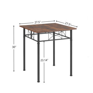 Dining Table and 2 Chairs Set, Industrial 3-Piece Kitchen Bistro Set with Distressed Wood Top and Black Metal Frame, Rustic Small Space Dining Table for Apartment, Cafe, Balcony