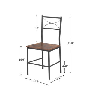 Dining Table and 2 Chairs Set, Industrial 3-Piece Kitchen Bistro Set with Distressed Wood Top and Black Metal Frame, Rustic Small Space Dining Table for Apartment, Cafe, Balcony